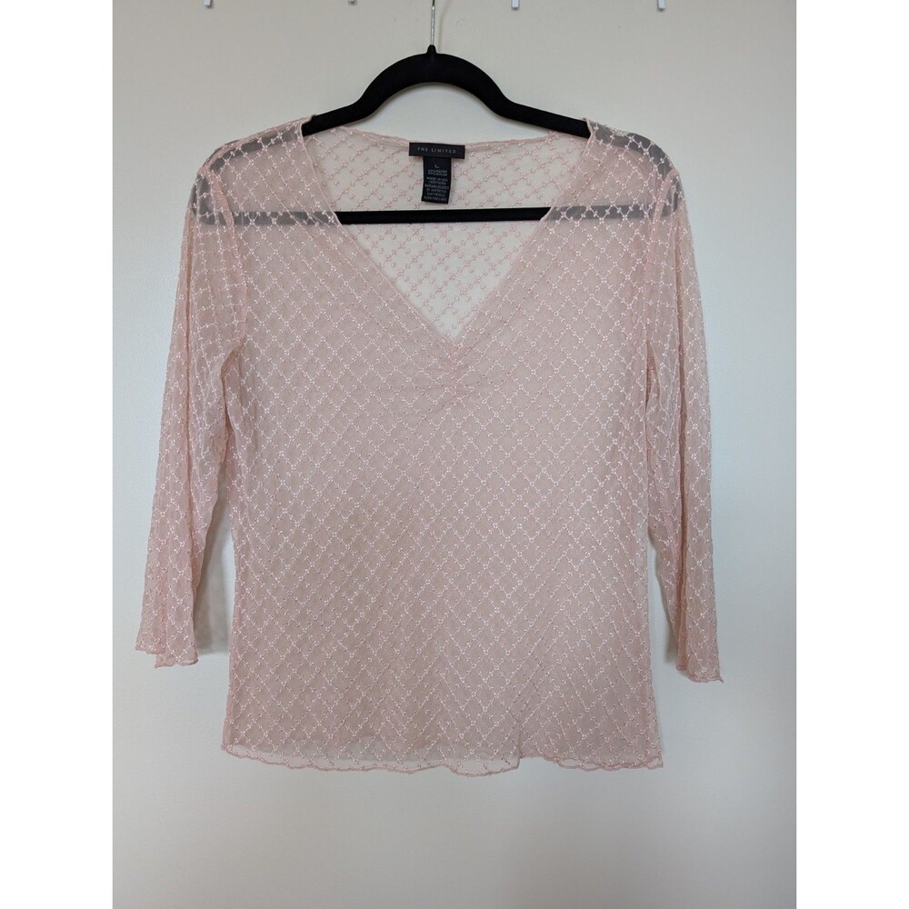 The Limited See Through Pink Top sz L Y2K Fairy Romantic
